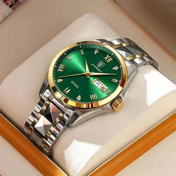 Poedagar De Top De Brand De Moda De Lux Verde Cadran Ceas Bărbați Impermeabil Luminos Săptămână Data Ceas Ceasuri Sport Barbati Cuarț Ceas De Mână