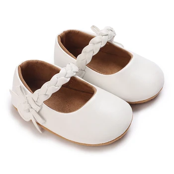 BwQeuewll Copii Fete Pantofi cu Talpă Moale din Piele PU Drăguț Arc Crib Pantofi Flats Non-alunecare Pantofi de Copil Pentru 0-18 Luni