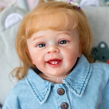 60CM Renăscut Copilul Fata Populara Versiune Papusa cu Rădăcini de păr Moale Strânge Corpul Mână-Pictura detaliat Papusa Bebe Copii
