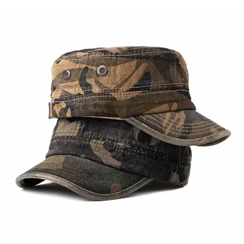2021 Bărbați și Femei-top Plat Pălării Spălate în aer liber Bereta de protecție Solară Parasolar Camuflaj Capac Simplu Capac Militar în aer liber Pălărie