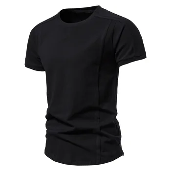 Barbati tricouri Culoare Pură O-Guler Scurt cu Mâneci Topuri Tricouri Barbati Tricou Negru Colanti Man T-Shirt