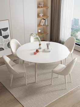 Crema stil rock bord de luat masa, retractabil și pliabil masă rotundă, italiană minimalist și luxos mică unitate de luat masa